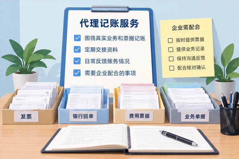 整理企业票据与日常账务资料的服务场景示意