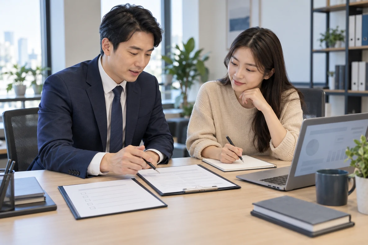 核对注册公司资料与办理事项的服务场景示意