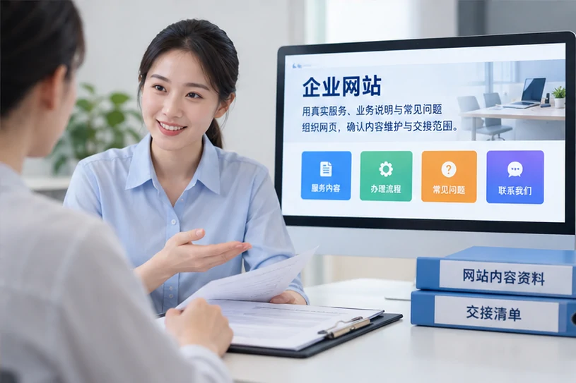 企业网站展示业务与服务信息的场景示意