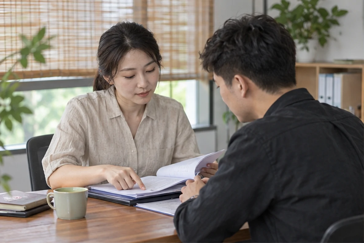 核对注册公司资料与办理事项的服务场景示意