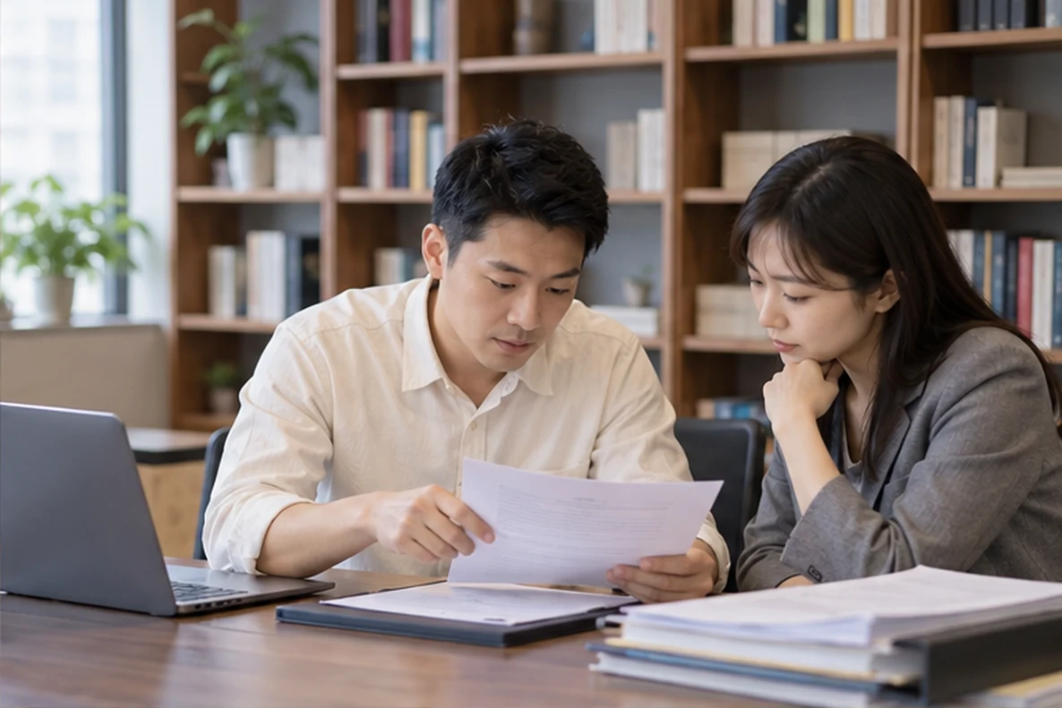 核对注册公司资料与办理事项的服务场景示意