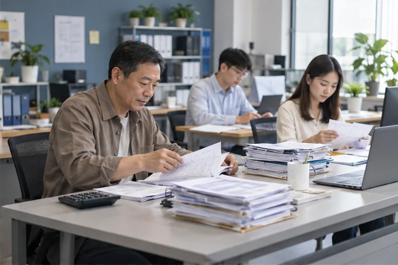 整理企业票据与日常账务资料的服务场景示意