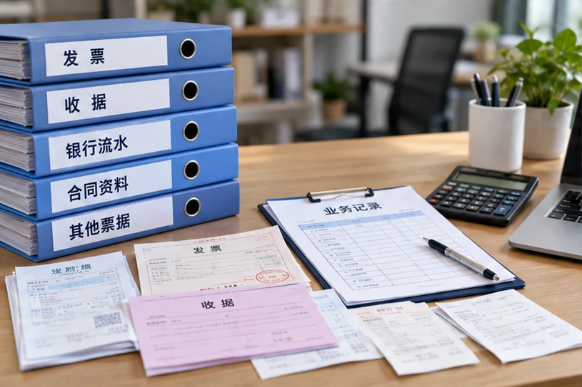 整理企业票据与日常账务资料的服务场景示意