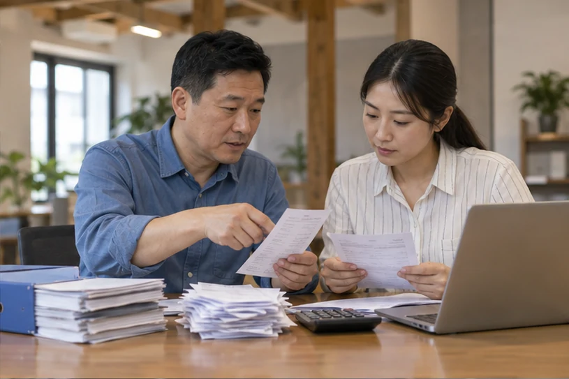 整理企业票据与日常账务资料的服务场景示意