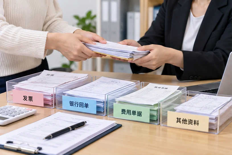整理企业票据与日常账务资料的服务场景示意