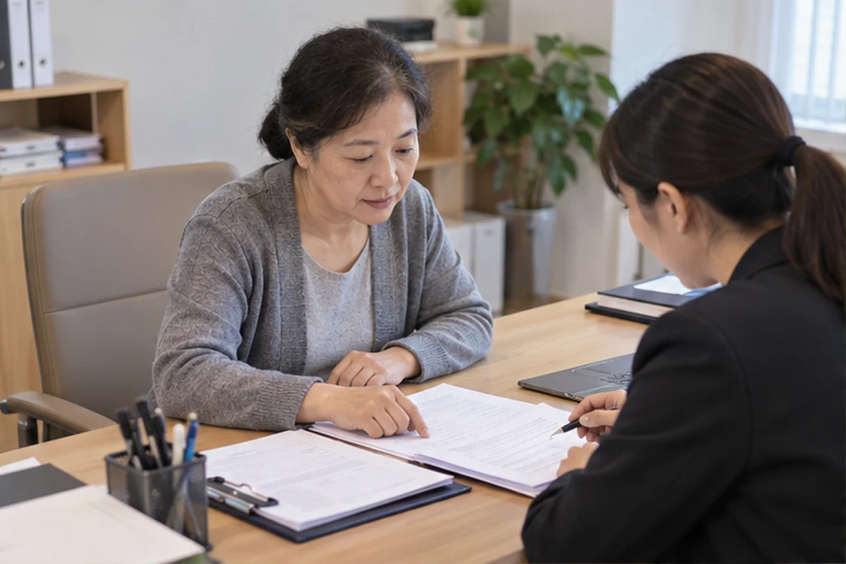 核对注册公司资料与办理事项的服务场景示意