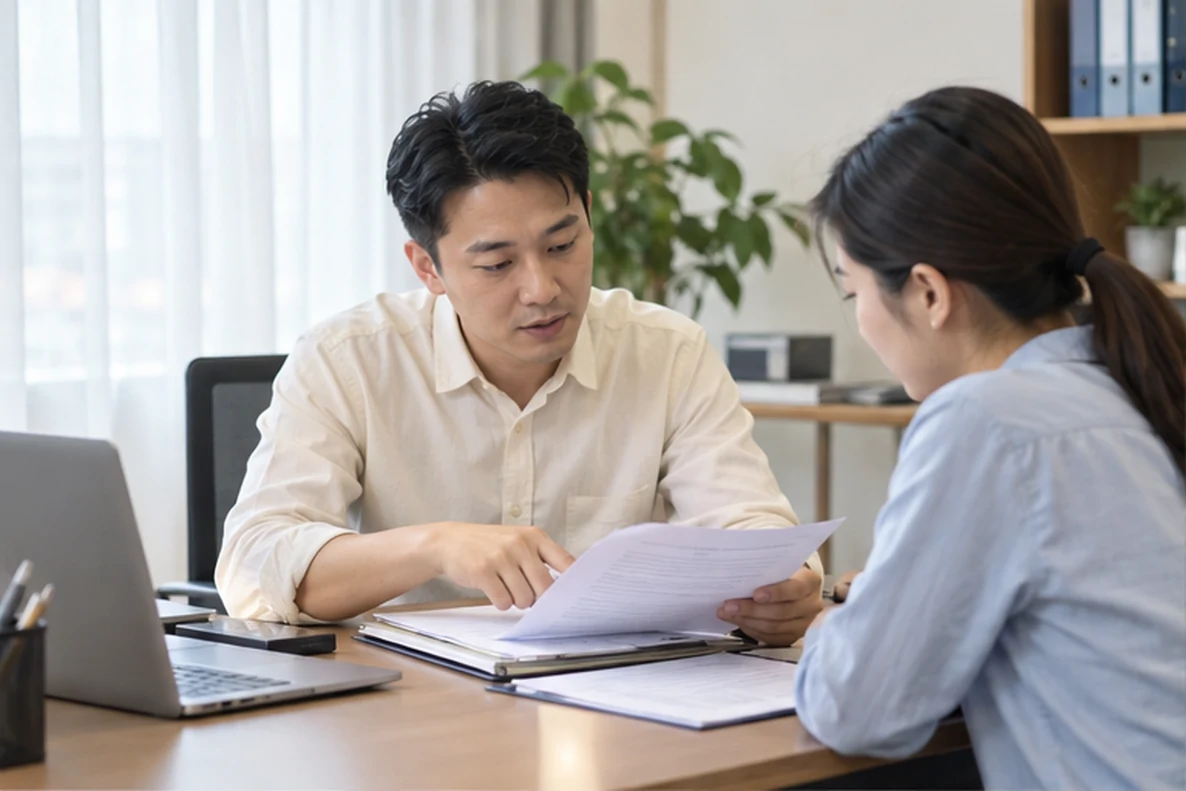 核对注册公司资料与办理事项的服务场景示意