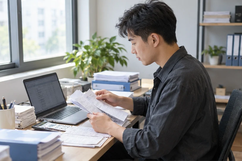 整理企业票据与日常账务资料的服务场景示意