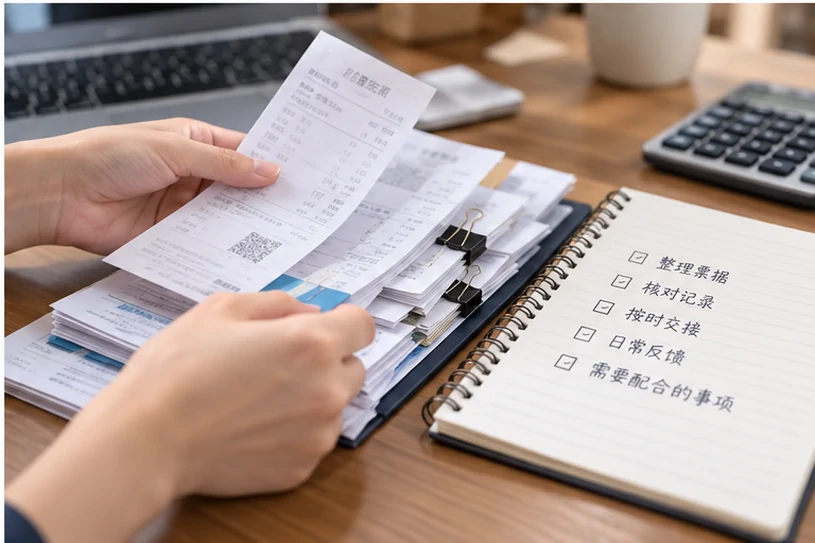 整理企业票据与日常账务资料的服务场景示意