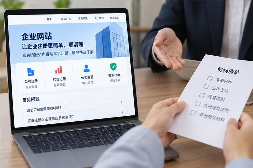 企业网站展示业务与服务信息的场景示意