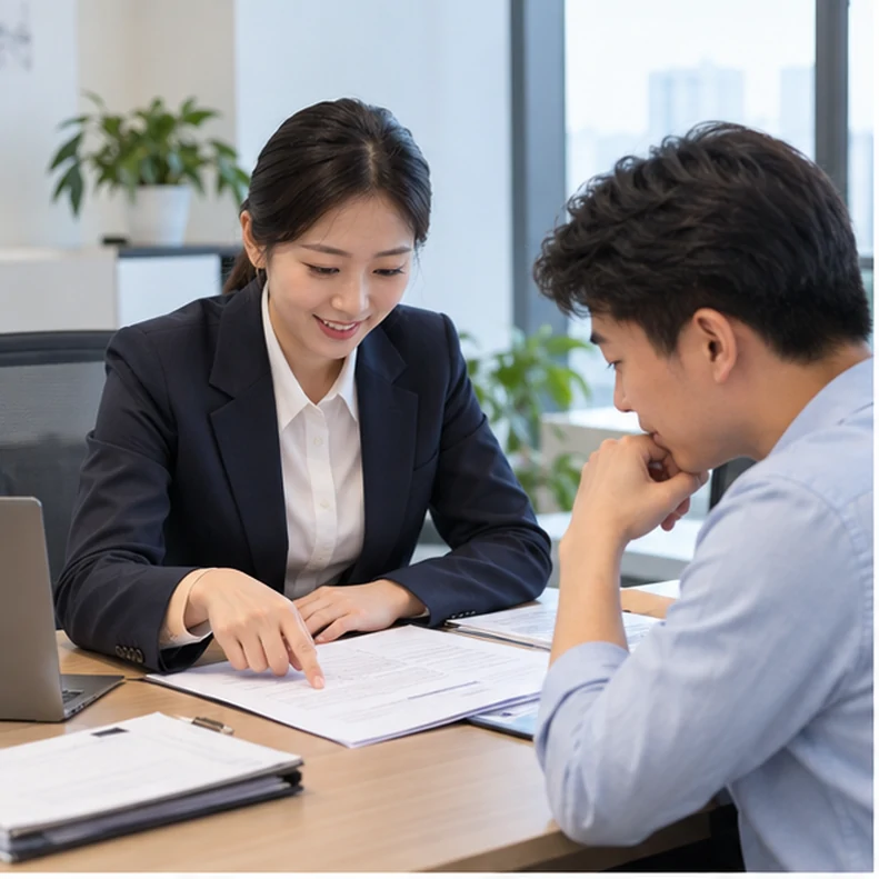 核对注册公司资料与办理事项的服务场景示意