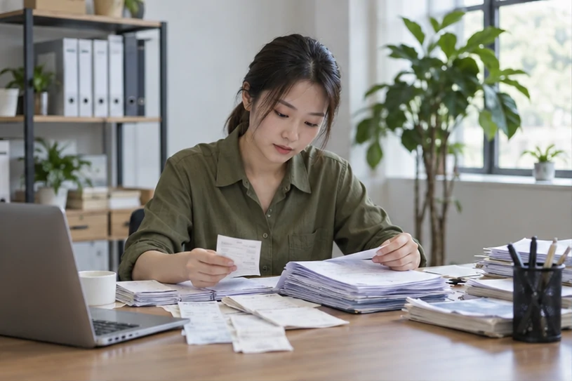 整理企业票据与日常账务资料的服务场景示意