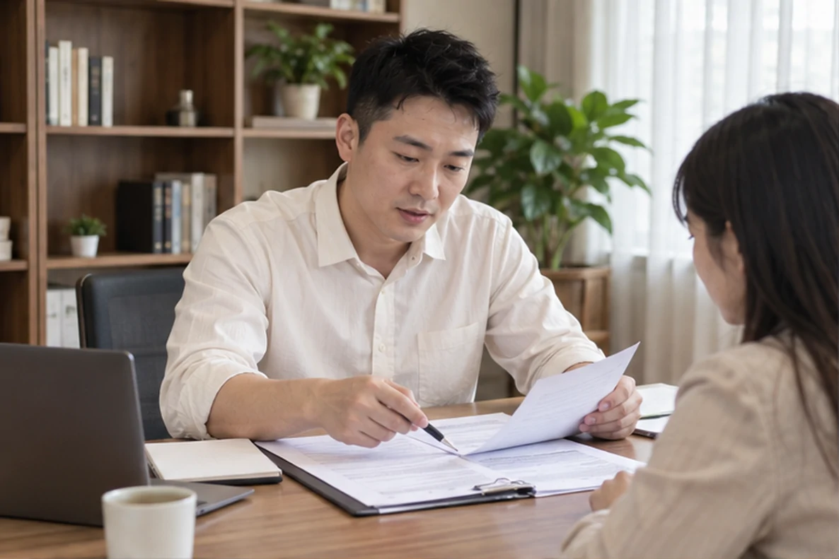 核对注册公司资料与办理事项的服务场景示意