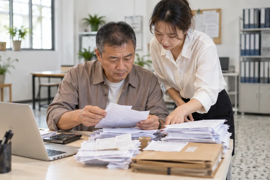 整理企业票据与日常账务资料的服务场景示意
