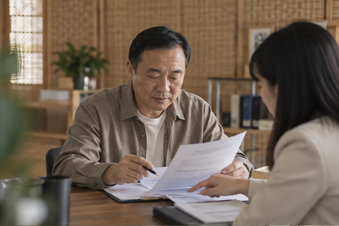 核对注册公司资料与办理事项的服务场景示意