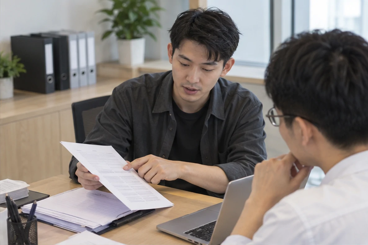 核对注册公司资料与办理事项的服务场景示意