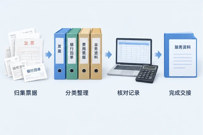 整理企业票据与日常账务资料的服务场景示意