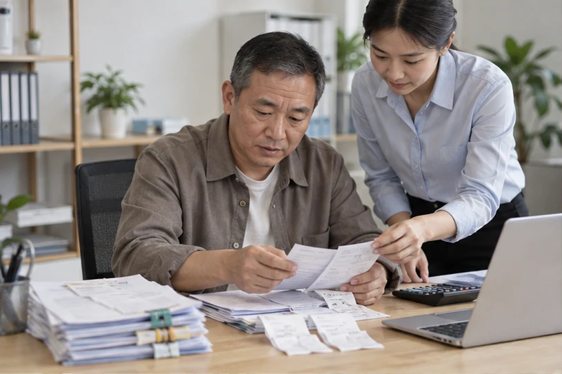 整理企业票据与日常账务资料的服务场景示意