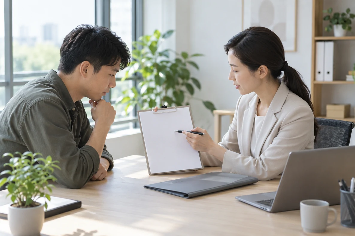 核对注册公司资料与办理事项的服务场景示意