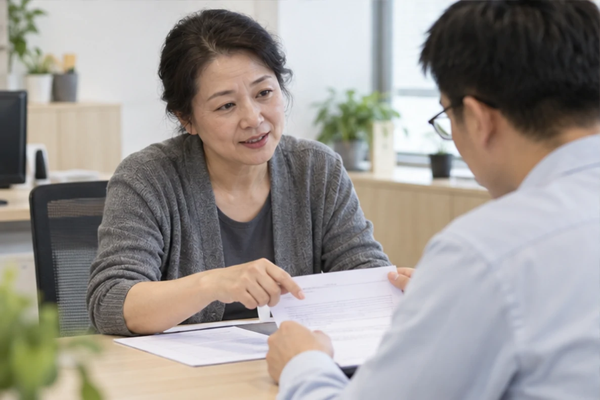 核对注册公司资料与办理事项的服务场景示意