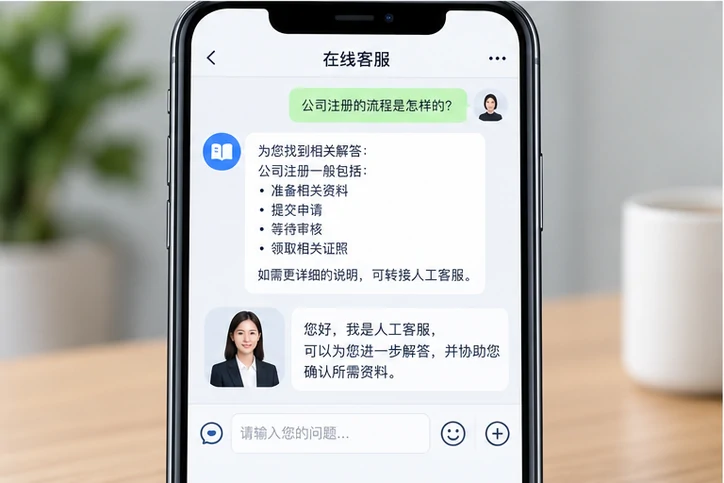 在线客服接待与咨询整理的服务场景示意