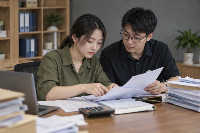 整理企业票据与日常账务资料的服务场景示意