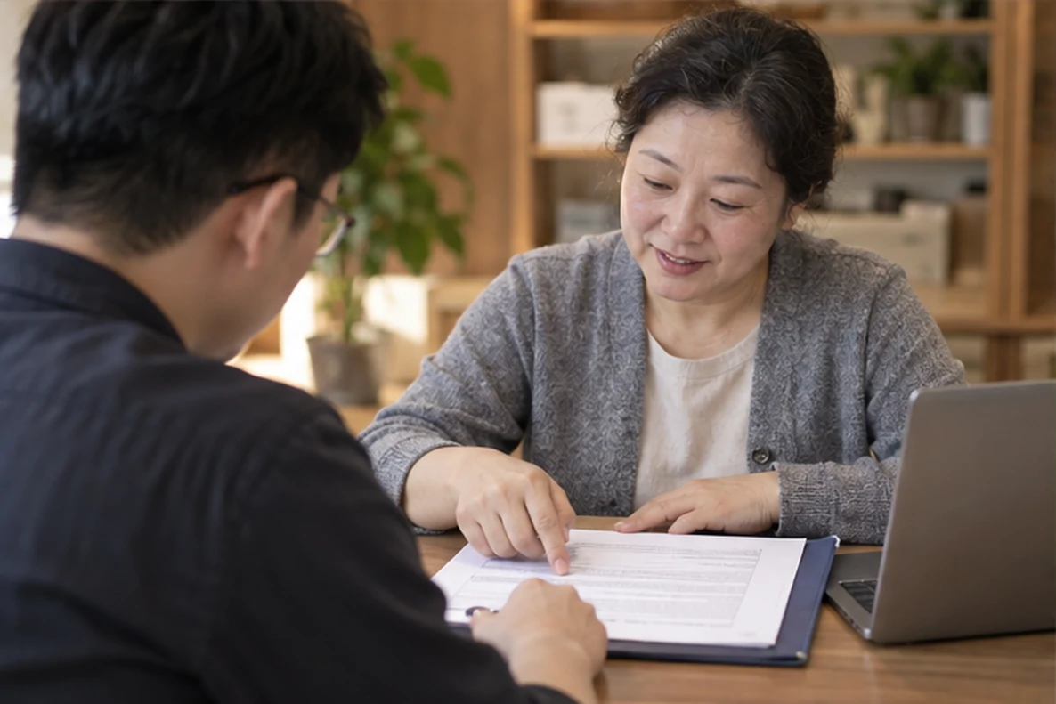 核对注册公司资料与办理事项的服务场景示意