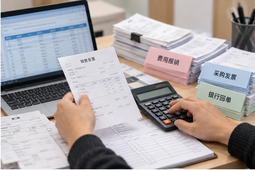 整理企业票据与日常账务资料的服务场景示意