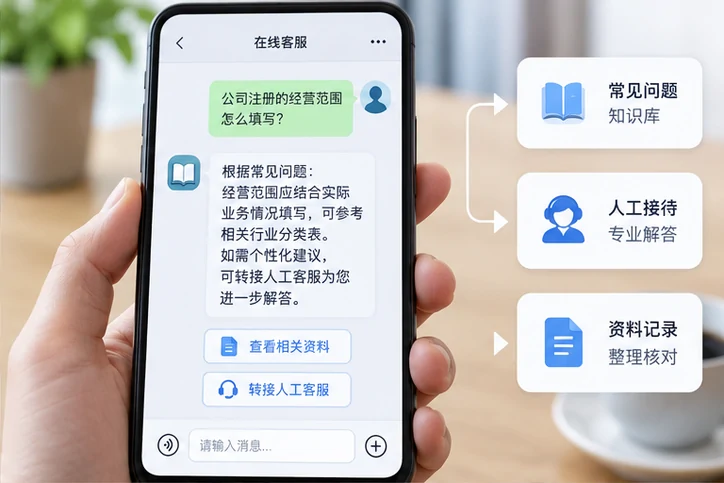 在线客服接待与咨询整理的服务场景示意