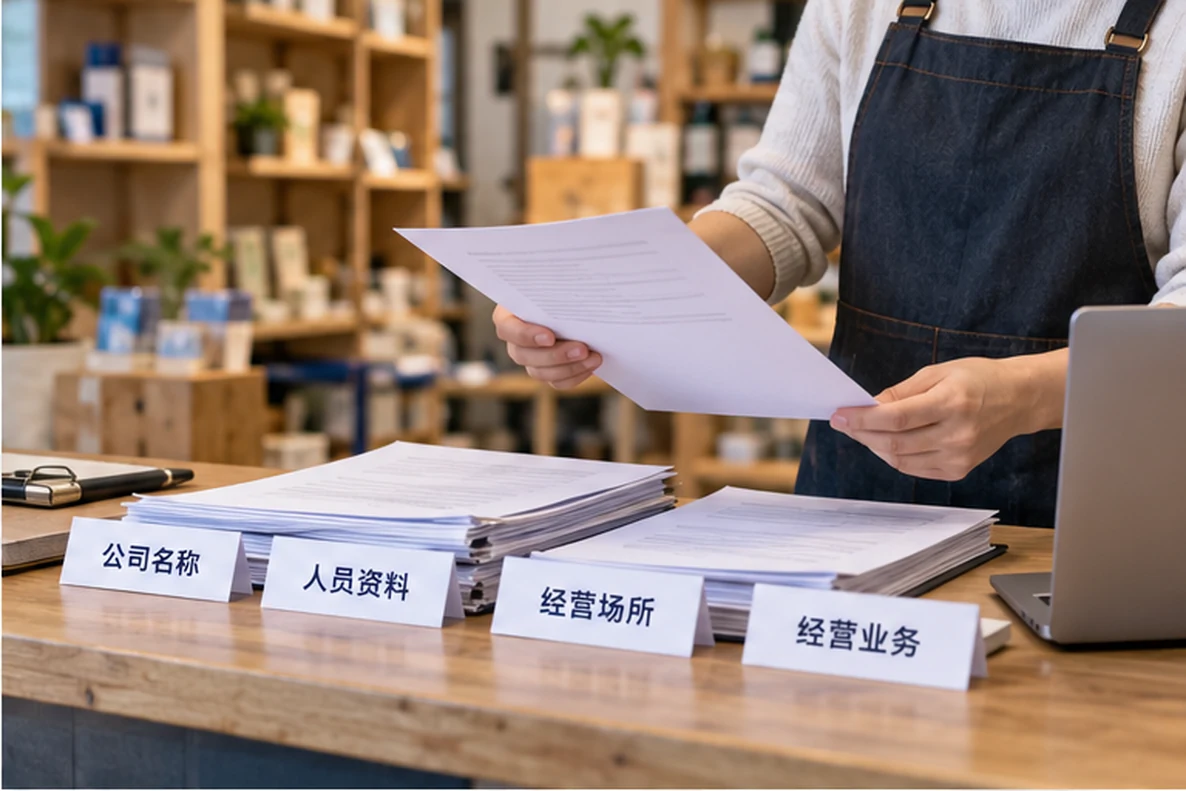 核对注册公司资料与办理事项的服务场景示意
