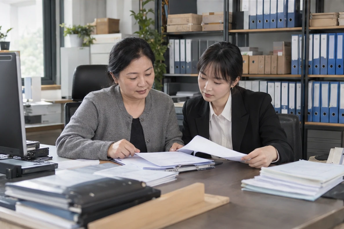 核对注册公司资料与办理事项的服务场景示意
