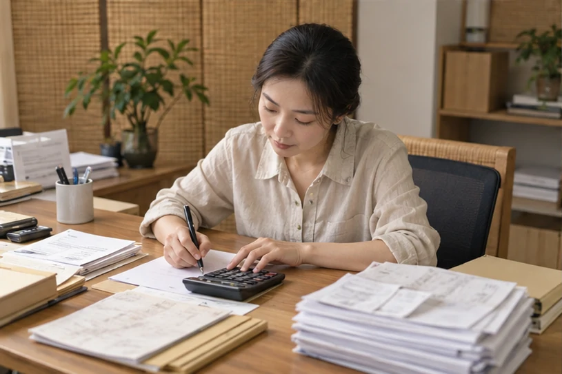 整理企业票据与日常账务资料的服务场景示意