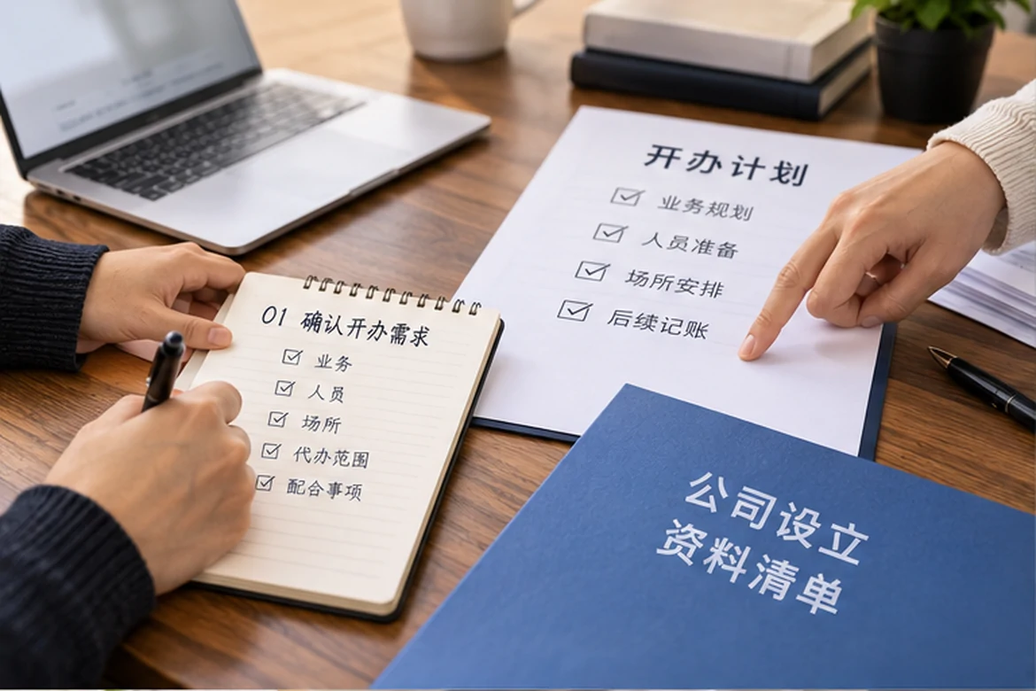 创业者一起整理开办计划的服务场景示意