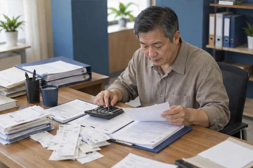 整理企业票据与日常账务资料的服务场景示意