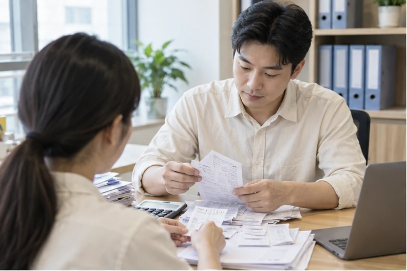 整理企业票据与日常账务资料的服务场景示意