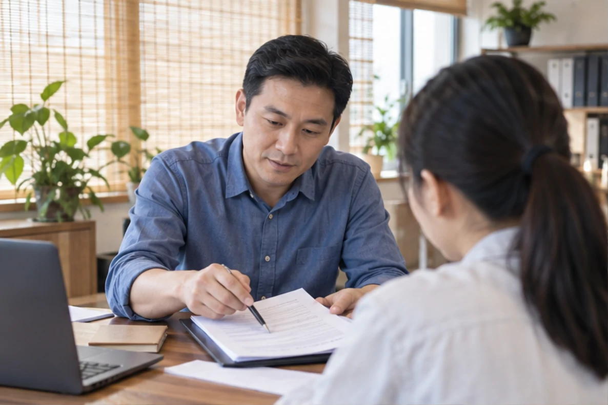 核对注册公司资料与办理事项的服务场景示意