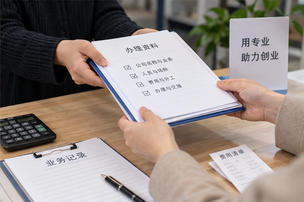 创业者一起整理开办计划的服务场景示意