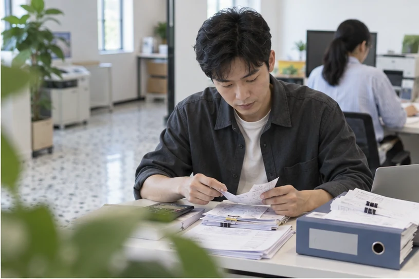 整理企业票据与日常账务资料的服务场景示意