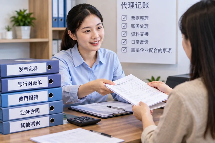 整理企业票据与日常账务资料的服务场景示意