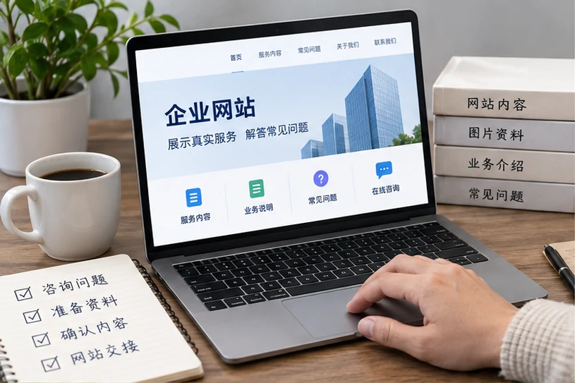 企业网站展示业务与服务信息的场景示意