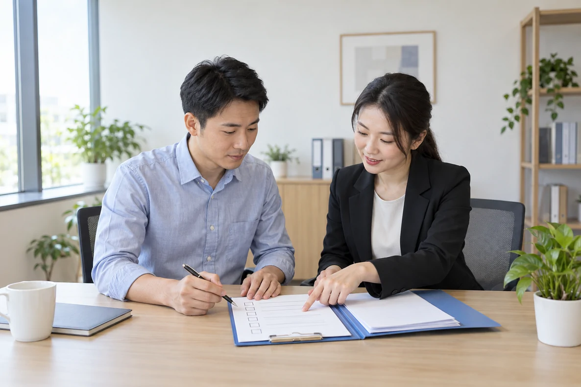 核对注册公司资料与办理事项的服务场景示意