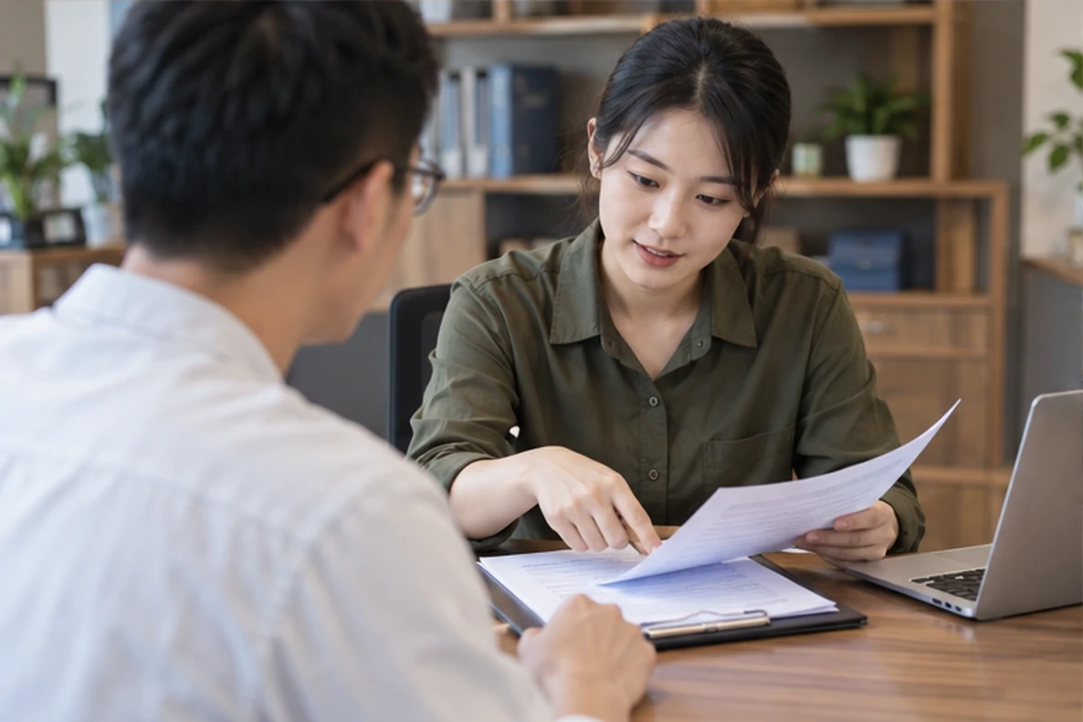 核对注册公司资料与办理事项的服务场景示意