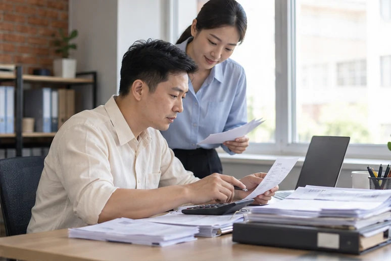 整理企业票据与日常账务资料的服务场景示意
