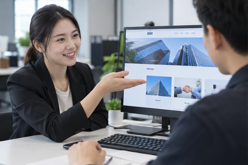 企业网站展示业务与服务信息的场景示意