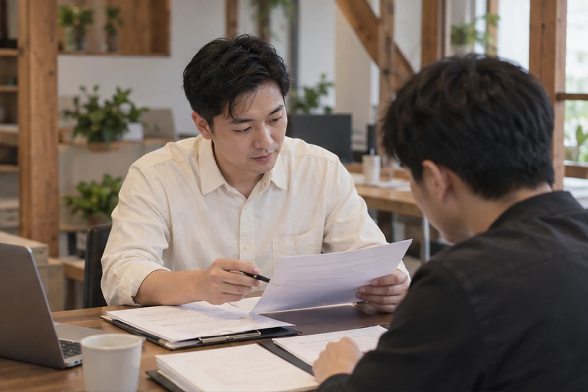 核对注册公司资料与办理事项的服务场景示意