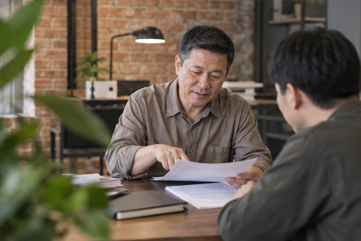 核对注册公司资料与办理事项的服务场景示意
