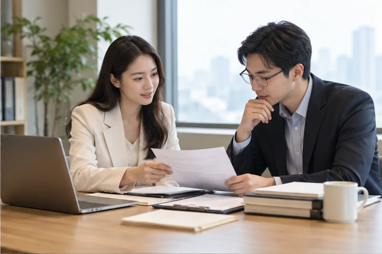 核对注册公司资料与办理事项的服务场景示意