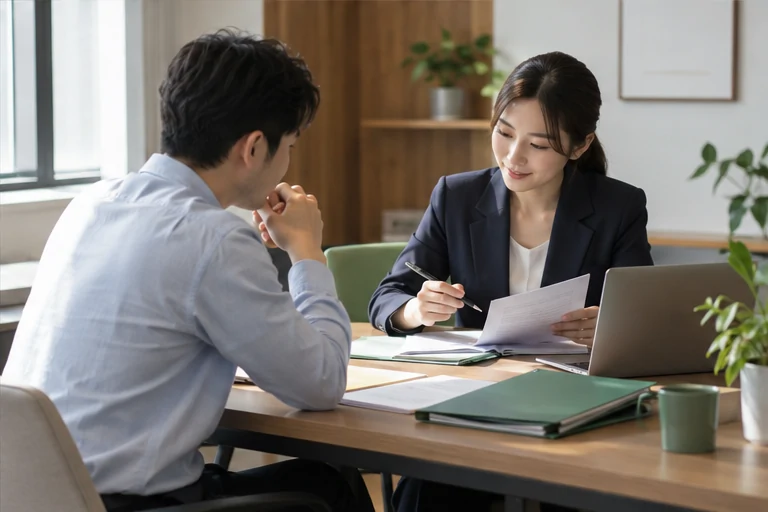 核对注册公司资料与办理事项的服务场景示意