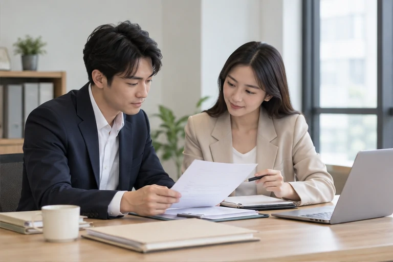 核对注册公司资料与办理事项的服务场景示意
