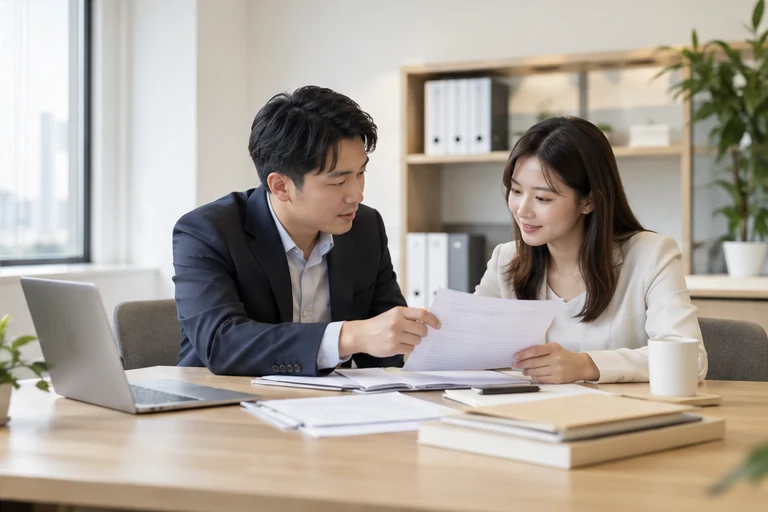 核对注册公司资料与办理事项的服务场景示意